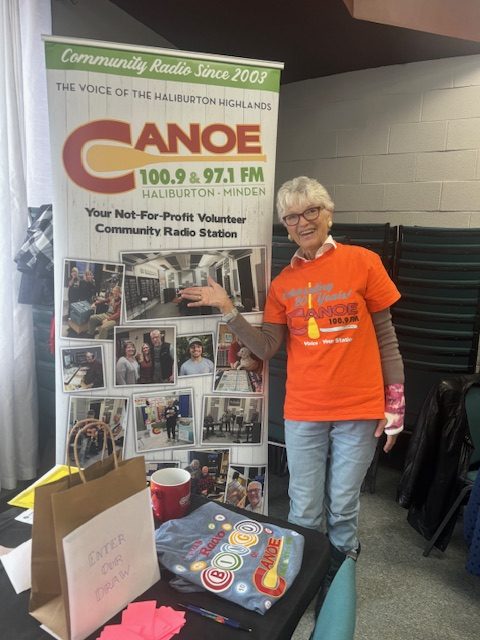 Carolyn, at the Canoe Booth at the Seniors Fair at the Haliburton Legion.